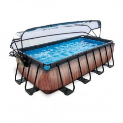 Swimming pool EXIT Wood 400x200 cm with dome and sandfilter pump