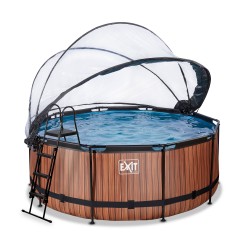 Swimming pool EXIT Wood ø360 x 122 cm with sand filter pump and dome