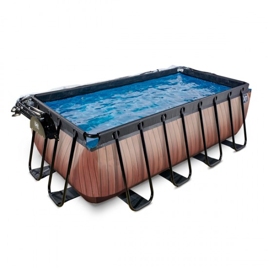 Exit Swimming pool Wood 400 x 200 x 122 cm with filter pump