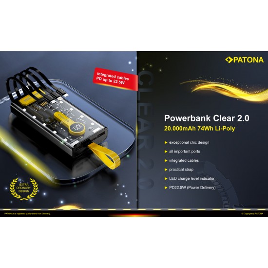 PATONA Powerbank Clear 2.0 PD22.5W 20,000mAh