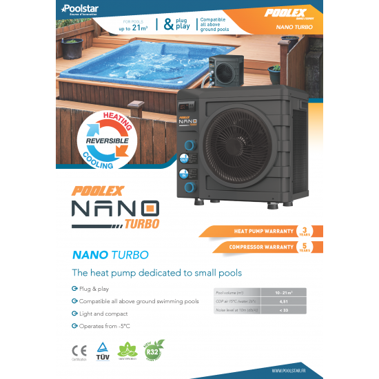 Swimming pool heat pump Nano Turbo 3 kW Reversible
