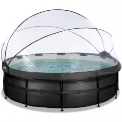 Swimming pool EXIT Black ø488 x 122cm with dome and sand filter pump