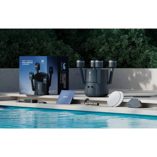 Bublue BuVortex V5 pool surface cleaner robot in action
