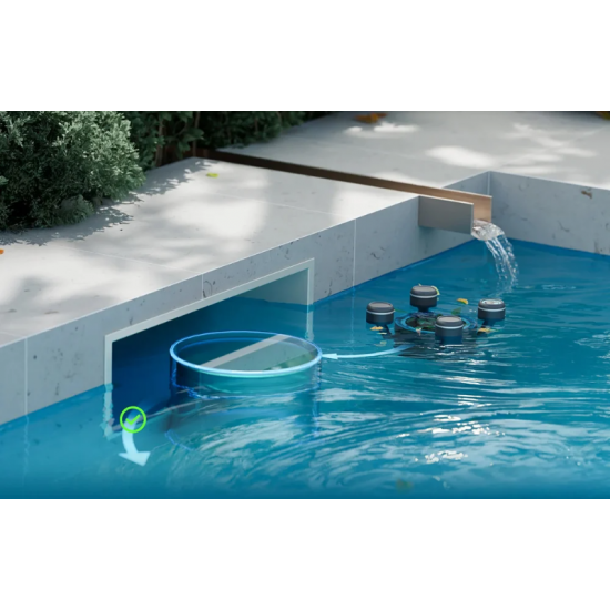Bublue BuVortex V5 pool surface cleaner robot in action