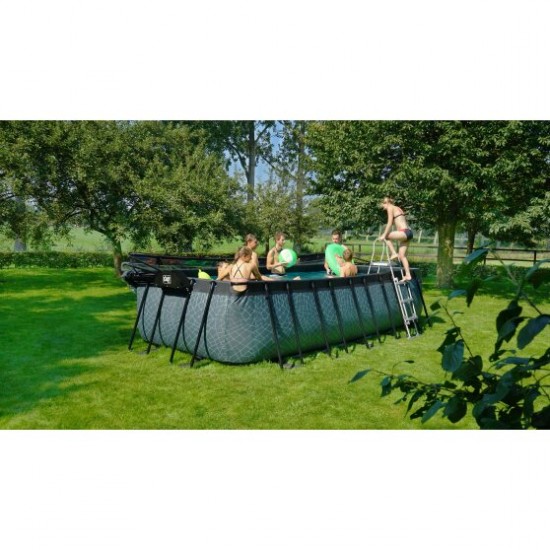EXIT Wood pool 540x250x122 cm with filter pump - brown